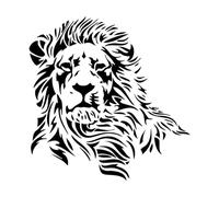 Silhouette de lion, prédateur, animal, zoo, lion sauvage Stickers muraux en PVC 36x36.8cm Fourni avec un kit de film de transfert Noir