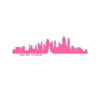 Silhouette de logo urbain de bâtiments de la ville de New York Stickers muraux 50x170.1cm Embellissement mural Rose