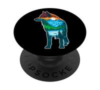 Silhouette de Loup Nature Forêt Montagnes Désert Loup Art PopSockets PopGrip Adhésif