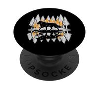 Silhouette de Loup - Sapins Vintage - Alpha Solitaire - pour Femmes, Hommes, Enfants PopSockets PopGrip Adhésif