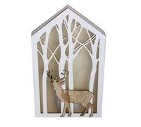 Silhouette De Maison Illuminée De Noël De 30Cm Avec Renne