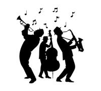 Silhouette de musiciens de jazz, instruments de musique Stickers muraux en PVC 68x76.5cm Multicolore Noir