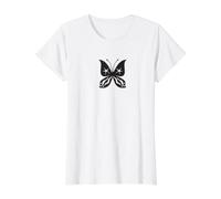 Silhouette de Papillon bohème Minimaliste T-Shirt Graphique avec Valeur, Femme, Blanc, S