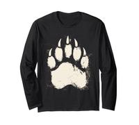 Silhouette de Patte d'ours Blanche imprimée Animal de la forêt fantôme touchant Manche Longue
