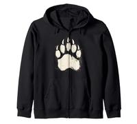 Silhouette de Patte d'ours Blanche imprimée Animal de la forêt fantôme touchant Sweat à Capuche