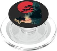 Silhouette de pêcheur Japonais au Coucher du Soleil PopSockets PopGrip pour MagSafe