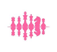 silhouette de pièces d'échecs avec effet miroir réfléchissant Stickers gravés 57.6x85.6cm N'abîme pas le mur Rose
