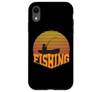 Silhouette de poisson de pêche amusante au coucher du soleil Coque pour iPhone XR