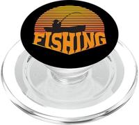 Silhouette de poisson de pêche amusante au coucher du soleil PopSockets PopGrip pour MagSafe