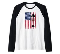 Silhouette de Poisson Mort Drapeau américain USA Patriotique Manche Raglan