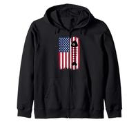 Silhouette de Poisson Mort Drapeau américain USA Patriotique Sweat à Capuche