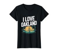 Silhouette de Pont I Love Oakland Skyline T-Shirt Graphique avec Valeur