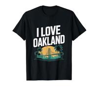Silhouette de Pont I Love Oakland Skyline T-Shirt Graphique avec Valeur