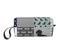 Silhouette de Race de Chien de Compagnie Teckel Noir et feu, Trousse de Maquillage Trousse à cosmétiques Trousse de Toilette de Voyage Portable Pochette de Maquillage