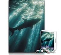 Silhouette de Requin dans Les Profondeurs ensoleillées de l'océan - Puzzle de 1000 pièces pour Adolescents - Activité éducative et logique - Cadeau Unique et touchant - Dimensions 38x52cm