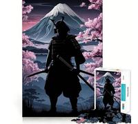 Silhouette de samouraï avec Le Mont Fuji en arrière-Plan Puzzle de 1000 pièces pour Adolescents Jeu de réflexion et de coopération Objet de Collection aux découpes nettes (38x52cm)