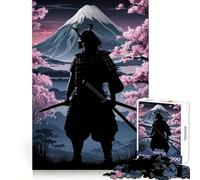 Silhouette de samouraï avec Le Mont Fuji en arrière-Plan Puzzle de 1000 pièces pour Adolescents Jeu de réflexion et de coopération Objet de Collection aux découpes nettes (38x52cm)