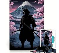 Silhouette de samouraï avec Le Mont Fuji en arrière-Plan Puzzle de 1000 pièces pour Adultes Détente et Stimulation cérébrale Pièce de Collection aux Bords précis (38x26cm)