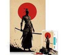 Silhouette de samouraï avec Soleil Rouge Puzzle Rigide de 1000 pièces pour Adultes Découpe Lisse Cadeau Classique 50x75cm