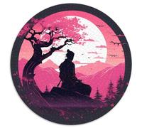 Silhouette de samouraï |Paysage de Montagnes Roses| Puzzles Amusants en Famille 1000pcs (67.5x67.5cm) Adultes