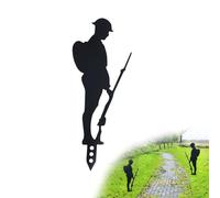 Silhouette de soldat debout - Décoration de jardin - 30 cm - En métal - Lest We Forget - Statue de jardin - Décoration de jardin - Décoration patriotique pour pelouse, jour commémoratif patriotique
