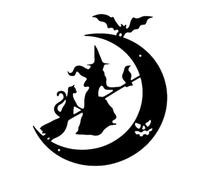 Silhouette de sorcière Décoration à suspendre Halloween sorcière balai lune