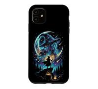 Silhouette de Sorcière Envoûtante dans Une Galaxie Cosmique Coque pour iPhone 11