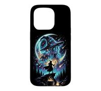 Silhouette de Sorcière Envoûtante dans Une Galaxie Cosmique Coque pour iPhone 15 Pro
