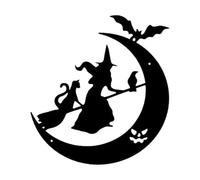 Silhouette de sorcière Ornements Décoratifs Halloween Sorcière Balai Lune