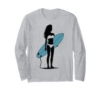 Silhouette de Surfeuse en bikini - Ride the Wave Manche Longue