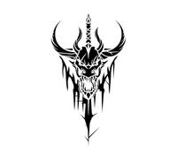 Silhouette de tatouage de tête de dragon en colère avec une épée debout Stickers gravés 34x60.6cm Amovible sans laisser de colle Noir