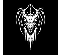 Silhouette de tatouage de tête de dragon en colère avec une épée debout Stickers gravés 36x56.6cm Auto-adhésif Blanc