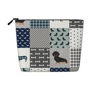 Silhouette de Teckel, Race de Chien, Noir et feu,Trousse de Toilette de Voyage Portable, Imitation Lin, en Lin.