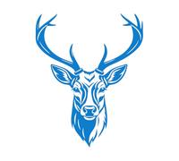 Silhouette de tête de cerf Stickers muraux en PVC 34x42.4cm Ne se décolle pas Bleu