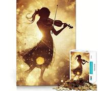 Silhouette de violoniste dans Une lumière dorée Puzzle de 1000 pièces pour Adultes Jeu de logique mentale Anti-Stress Découpe Ferme 50x75cm