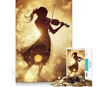 Silhouette de violoniste dans Une lumière dorée Puzzle de 1000 pièces pour Adultes Stimule la mémoire, soulage Le Stress, Bords Lisses, 38x52cm