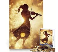 Silhouette de violoniste dans Une lumière dorée Puzzle de 1000 pièces pour Adultes Stimule la mémoire, soulage Le Stress, Bords Lisses, 38x52cm