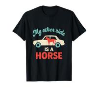 Silhouette de voiture rétro My Other Ride Is A Horse T-Shirt
