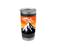 Silhouette de volcan - Montagne en éruption - Rochers - Lave Gobelet isotherme en acier inoxydable double paroi