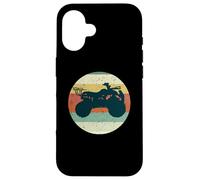 Silhouette de VTT Vintage rétro Coucher de Soleil Quatre Roues Coque pour iPhone 16