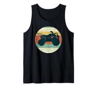 Silhouette de VTT Vintage rétro Coucher de Soleil Quatre Roues Débardeur