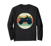 Silhouette de VTT Vintage rétro Coucher de Soleil Quatre Roues Manche Longue