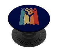 Silhouette de Yoga rétro Vintage Esprit Corps et âme PopSockets PopGrip Adhésif