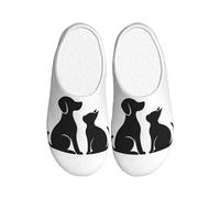 Silhouette Dog Cat Pantoufles en flanelle pour homme et femme - Antidérapantes - Chaudes - Pour l'intérieur et l'extérieur, multicolore, Medium