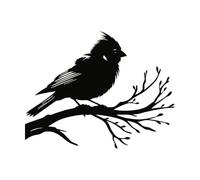 Silhouette d'oiseau cardinal sur une branche - Autocollants sculptés fins - 64 x 81,6 cm - Ne pas endommager la surface du mur - Noir