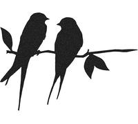 Silhouette D'oiseau En Métal, Silhouette D'oiseau En Fer Forgé Noir, Fléchette D'arbre En Métal, Hirondelle Rustique (Inséparable) Sur Une Branche Pour La Décoration D'arbre De Jardin