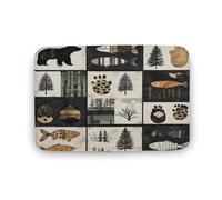 Silhouette d'ours, Poisson, Empreinte De Patte d'animal, Patchwork Tapis De Bain Doux Tapis De Douche Absorbant Paillasson D'Entree pour Couloir Porte Extérieur 40X60Cm
