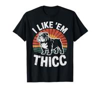 Silhouette drôle de Bouledogue Anglais I Like Em Thicc T-Shirt