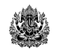 silhouette du seigneur Ganesh Stickers lettrage 42x45.8cm N'abîme pas le mur Noir