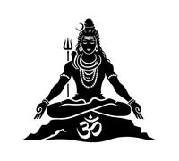 silhouette du Seigneur Shiva en méditation Stickers muraux 42x45.4cm Culture du tatouage Noir